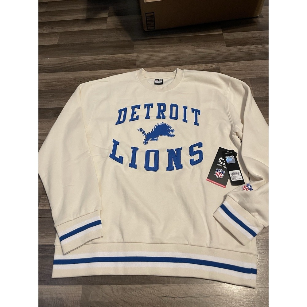 Detroit Lions Ultra Game NFL Football Embroidered Crewneck Sweatshirt Mens Large